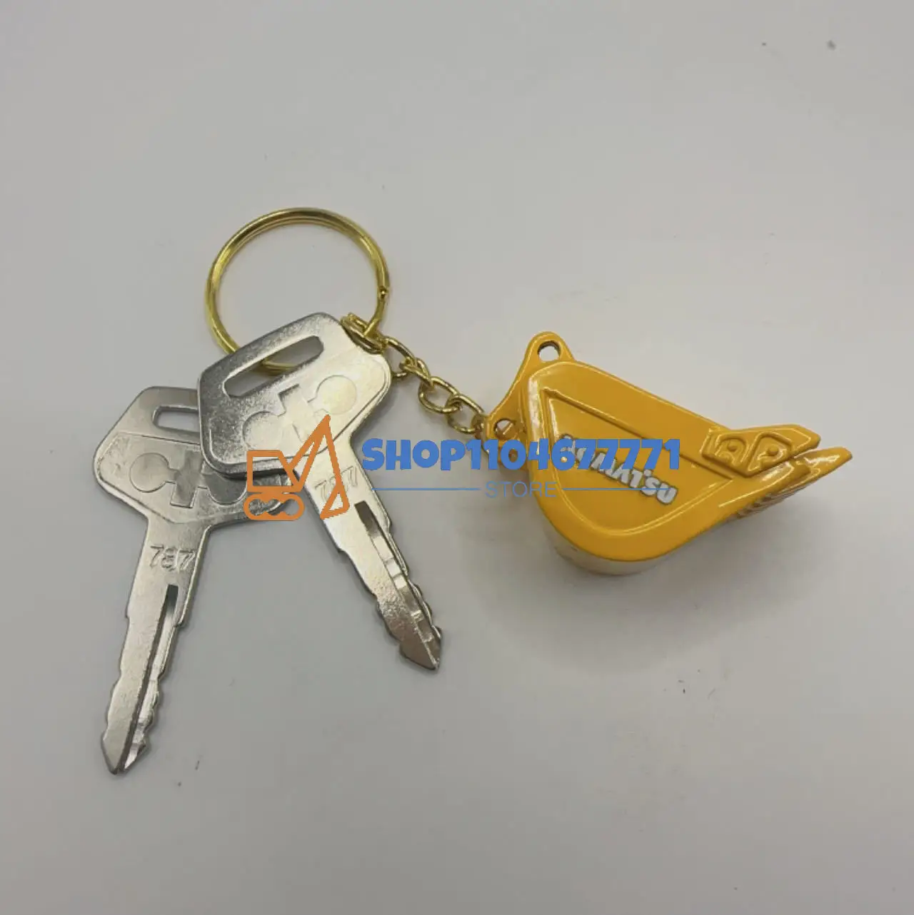 2PCS 787 Ignition Key with Bucket Key Chain for Komatsu Excavator Heavy Equipment Bottle Opener Keychain F0002 New