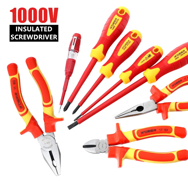 

7PC Insulated Screwdriver Set Magnetic Screw Driver Phillips Slotted Holder 1000V Electrician Repair Pliers Tool Parts Hand Tool