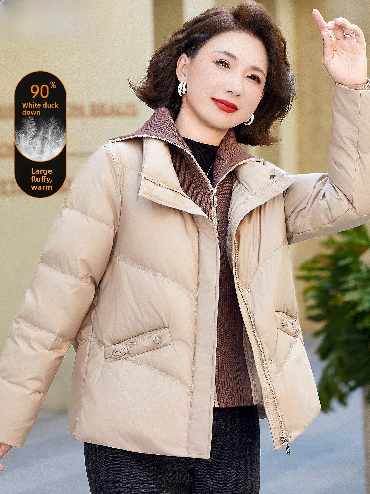 

Утепленная зимняя куртка для мам: модное хлопковое пальто с подкладкой, теплое повседневное, на молнии, с воротником-стойкой, для женщин среднего размера