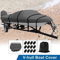 X Autohaux Trailerable Boat Cover 600D Marine Grade Bass Boat Cover for Bayliner Tri-Hull Fishing Runabout Boat Beam Up to 102