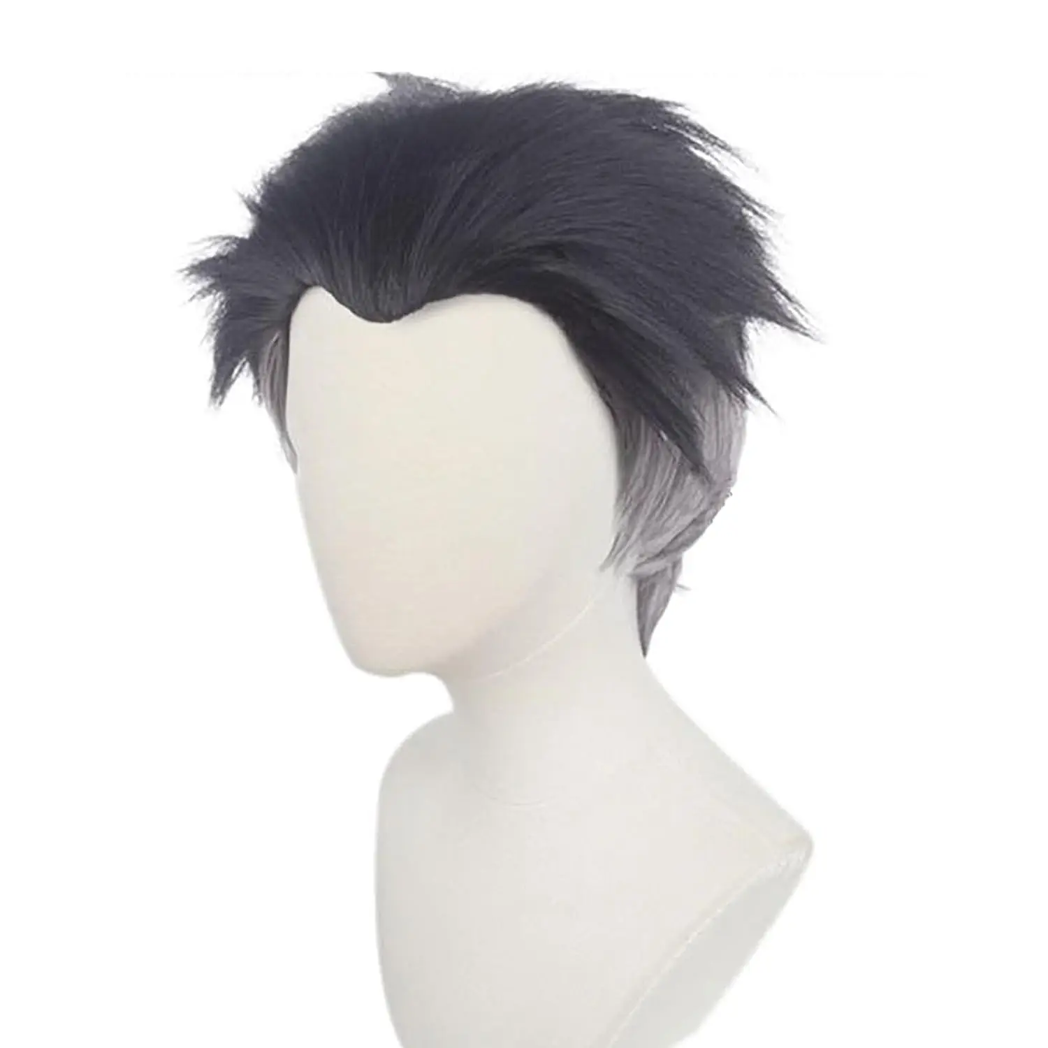 Anime Stone Pillar Gyomei Himejima Cosplay Wig Short Black Grey Heat Resistant Synthetic Hair Halloween Cosplay Wigs + Wig Cap