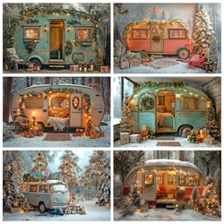 Christmas Winter Snow Bus Tree Baby Kid Gifts Family Party Banner Backdrop Custom Adults Kids Wall Photo Poster Decor Background