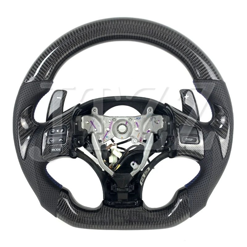 

For LEXUS IS RX NX RXCT LX Blue Customized Perforated Leather Carbon Fibre Steering Wheel 2020 2021 2022 2023 2024