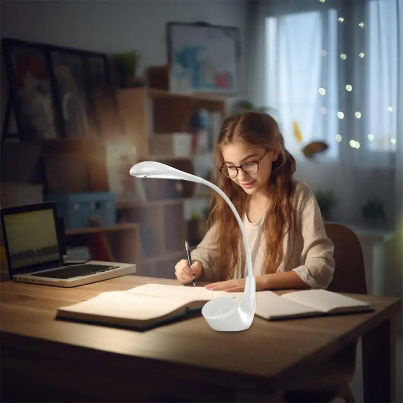 Rechargeable Desk Light Study Table Lamp Bendable LED Desk Lamp Compact Portable Lamp Eye-Caring Desk Light For Dorm Workplace