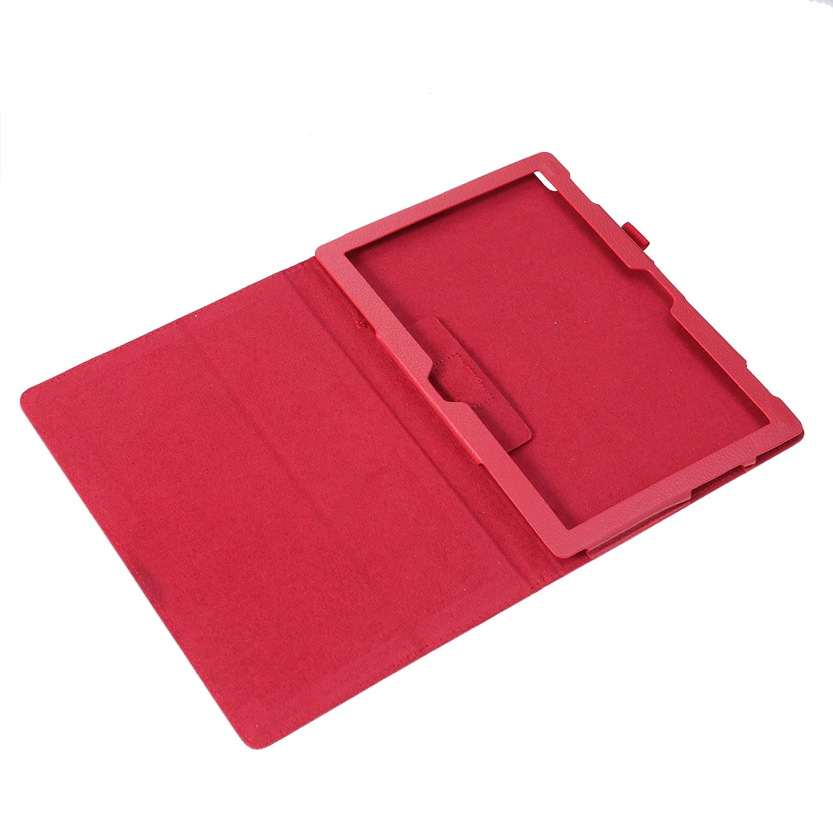 Litchi Texture Tablet PC Case Full Coverage Protective Cover with Holder for Tab 4 10 Plus TB-X704F/N (Red)