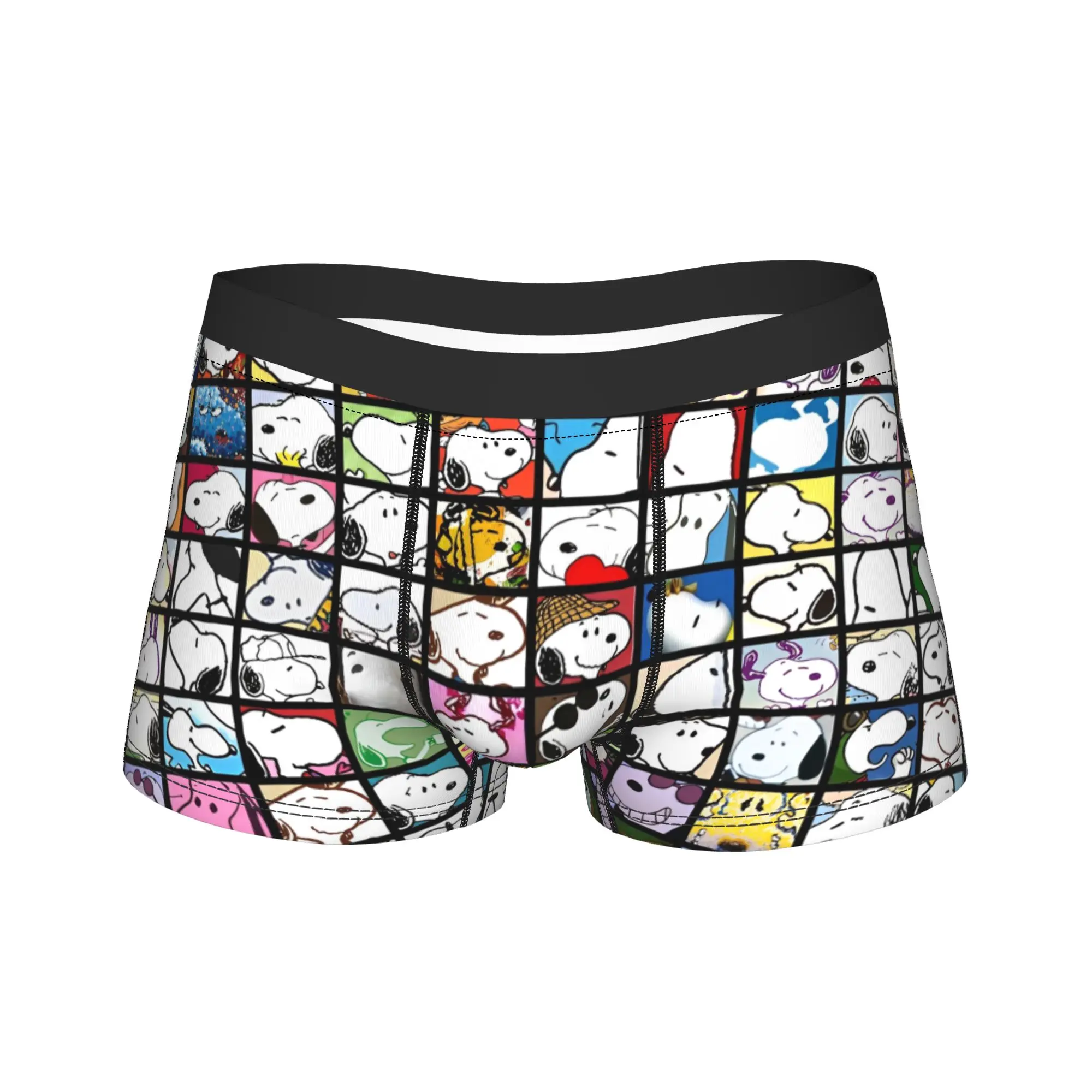 Snoopys Collage Man Underwear Cartoon Boxer Briefs Shorts Panties Sexy Soft Underpants for Homme M-XXL