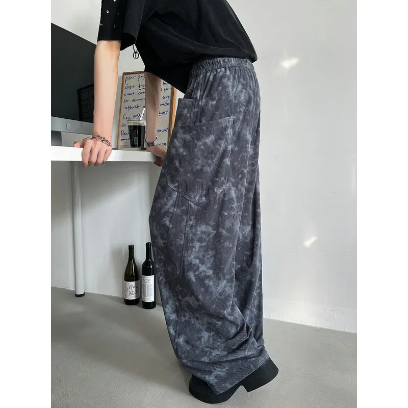 Black Corduroy Pants Men Fashion Retro Casual Pants Streetwear Men Hip-hop Loose Wide Leg Pants Mens Vintage Trousers M-2XL