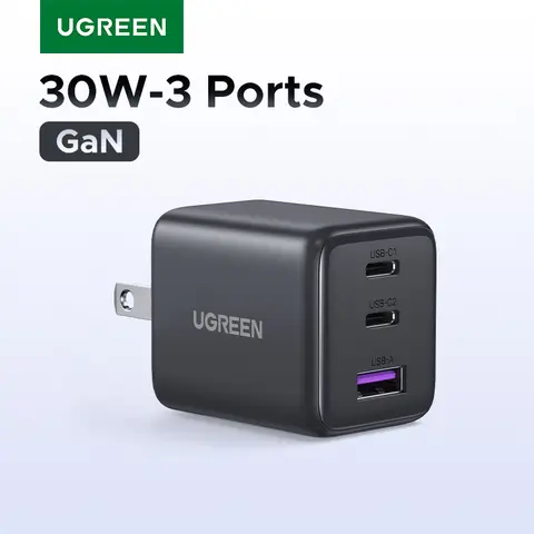【Spina americana】UGREEN 30W GaN Caricatore Mini PD 3.0 USB C Caricatore del telefono per iPhone 17 16 15 Pro Max Samsung S25 Xiaomi Tablet iPad Air