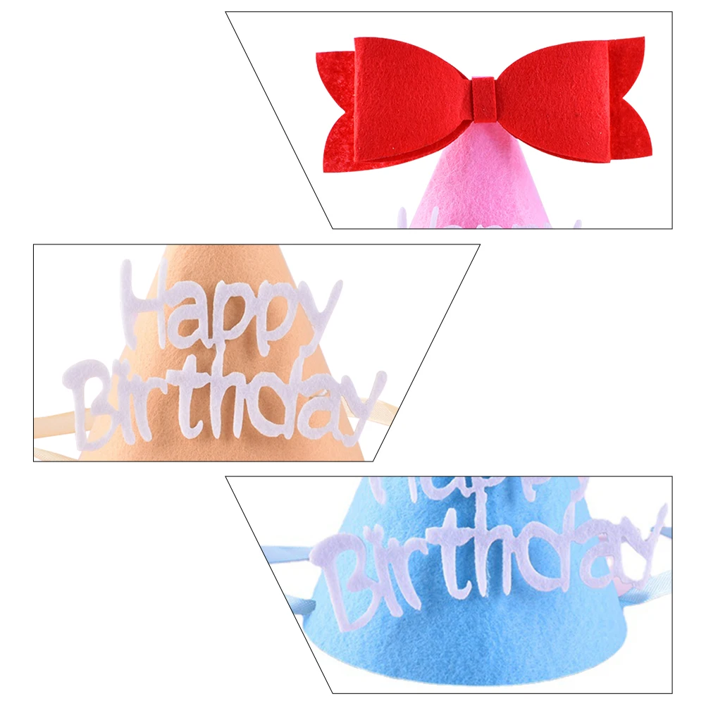 

3 Pcs Birthday Hat for s Party Hats Cloth Adorable Anniversary Festival Headwear Adjustable Ribbon