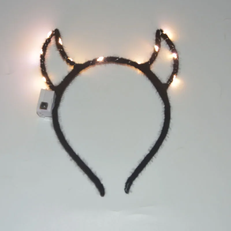 Adult Child Red Blinking Lights Demon Devil Horn Headband Cat Bunny Ear Party Gift Birthday Glow Party Supplies Wedding Festival