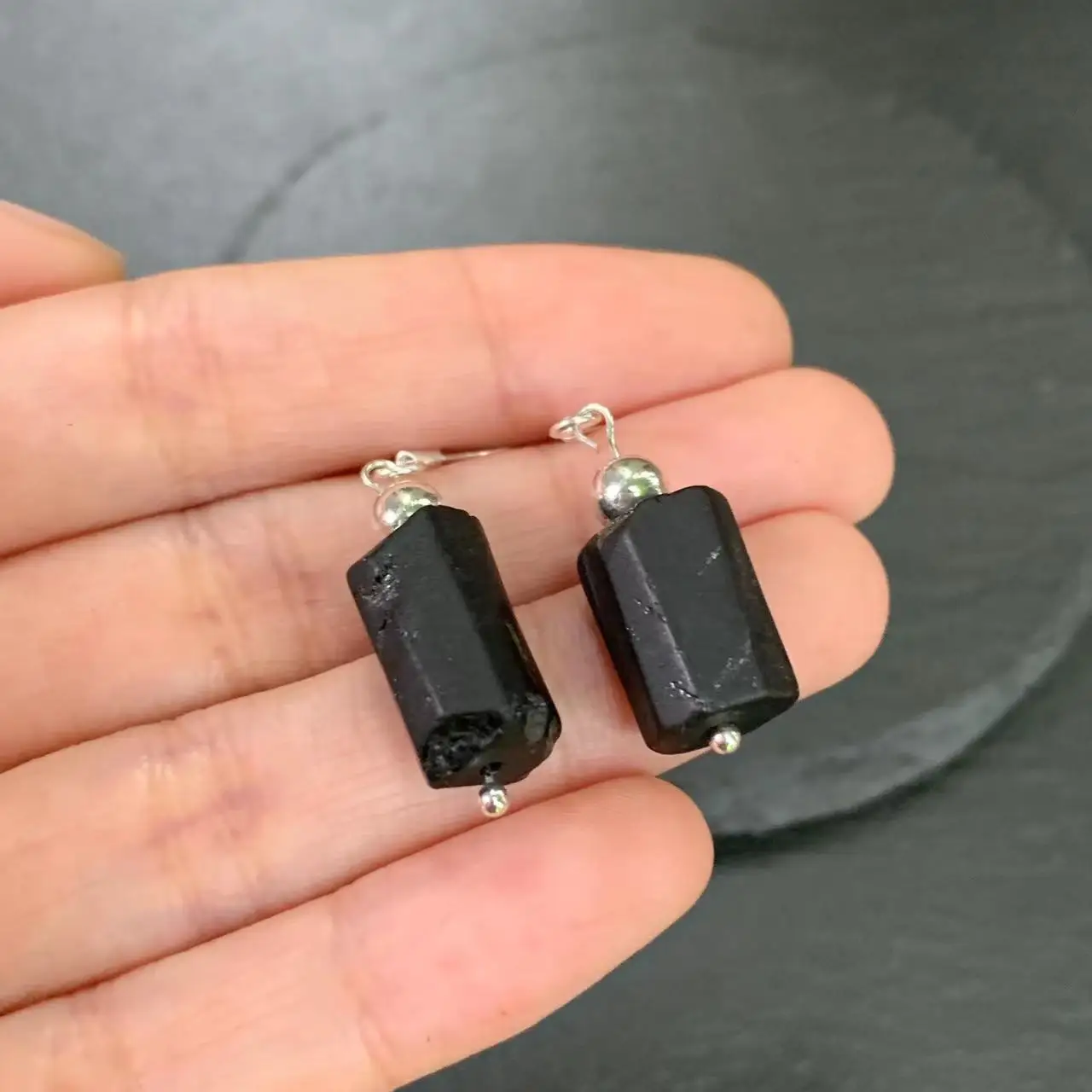 Natural Black Tourmaline Earrings Silver 925 Hanging Earrings Original Gemstone Women High Quality Jewelry Design Handmade