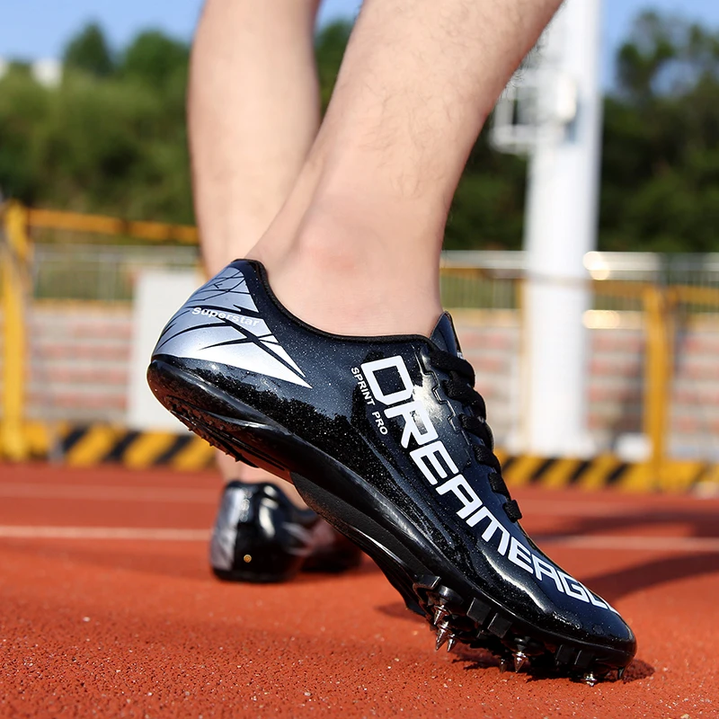 Men Women Athletic Shoes Track and Field Shoes Sprint Training Spikes Shoes Long Jump Sneakers Students Sports Competition Shoes