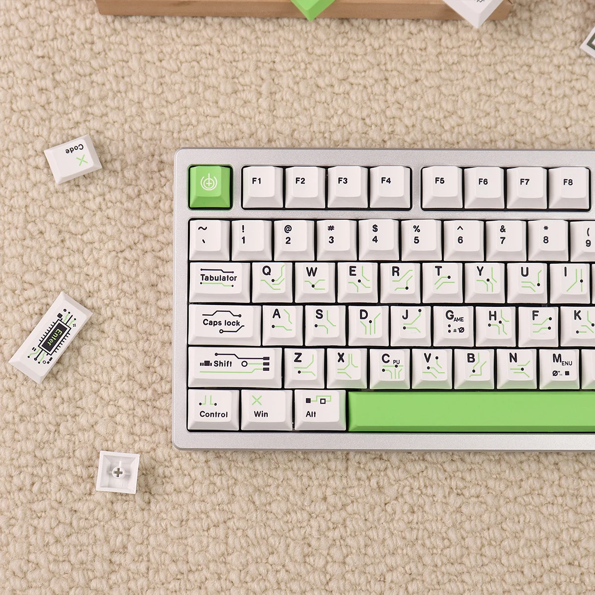 Circuit Board Theme Keycaps Set White Green 148 Key PBT Sublimation Cherry Profile Key Caps for Mechanical Keyboard Accessories