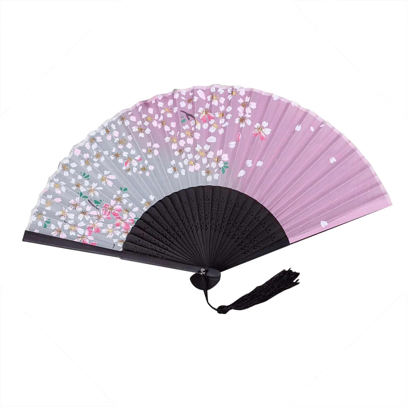 Abanico de mano con flor de cerezo, poliéster, bambú, recuerdo de boda asiático, regalo, fiesta, recepción, regalo plegable delicado, decoración del hogar