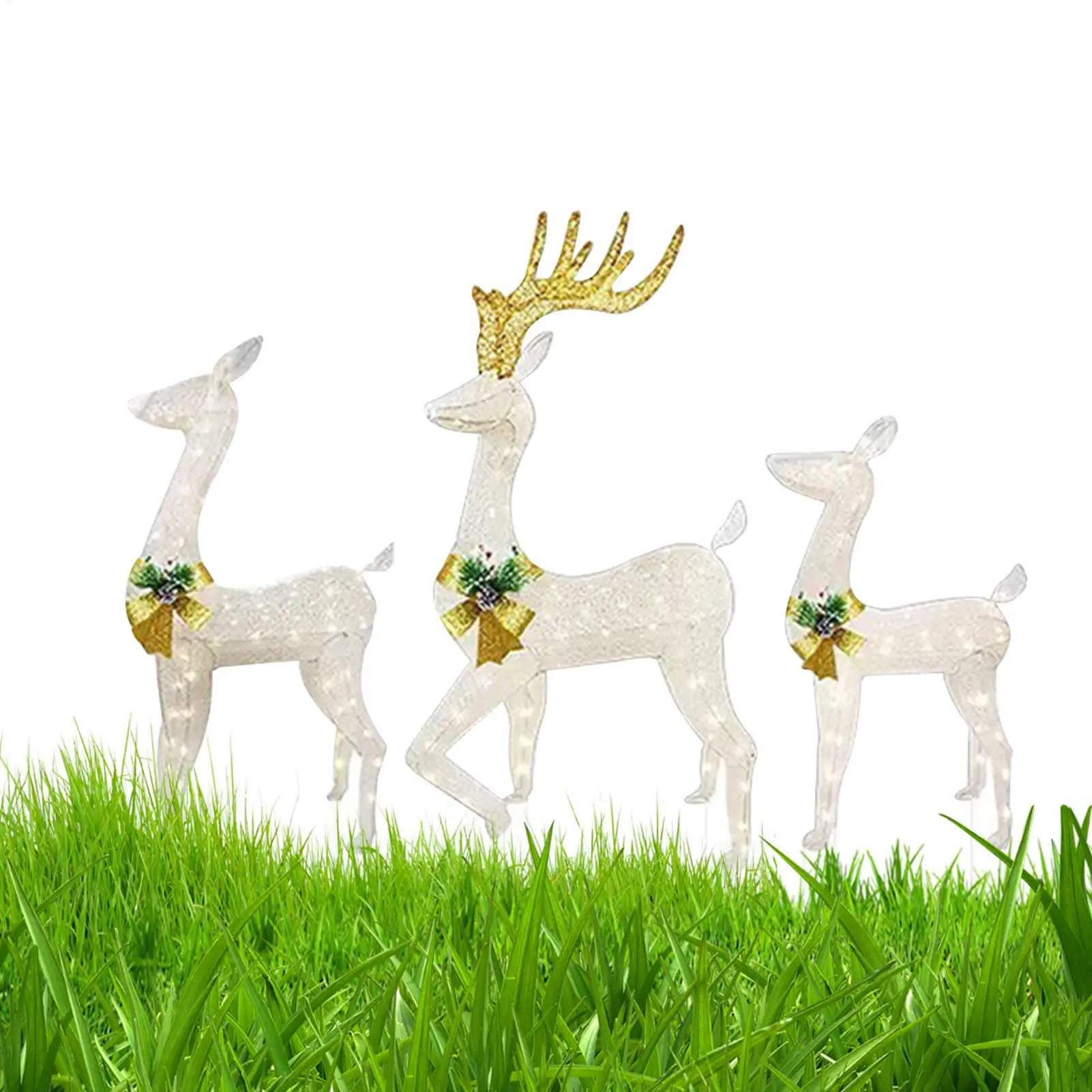 

Рождественские украшения, колья, 3 шт., устойчивый к атмосферным воздействиям светодиодный светильник, двор, олень, праздничное украшение для семейного дома, праздника, наземный лужайка