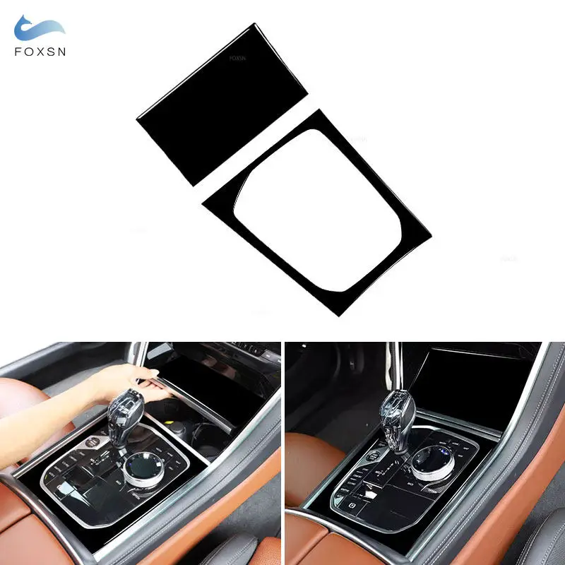Car Inner Accessories For BMW 8 Series M850i G15 G16 2019 2020 2021 2022 Central Gear Shift Panel Frame Trim Piano Black Cover