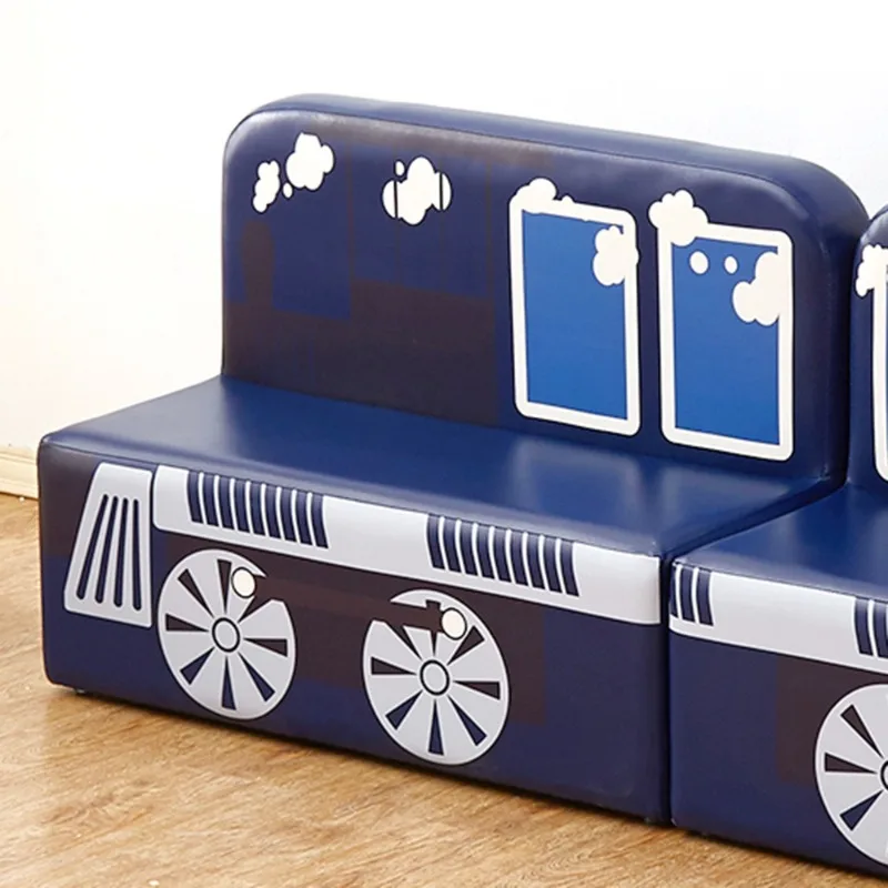 Train Fire Truck Armored Car Train Modeling Kindergarten Early Education Center Hall Soft Bag Backrest Small Sofa