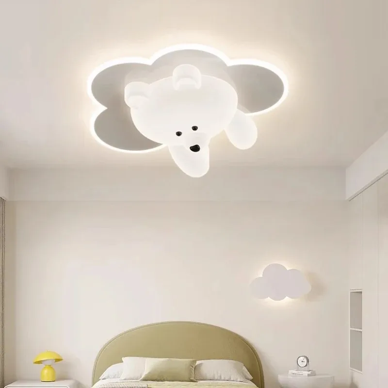 Imagem -02 - Luz de Teto Bonito do Urso para o Quarto das Crianças e do Bebê Decoração Home Lâmpada Minimalista Nuvem Círculo Mobília Criativa Iluminação Led Luxuosa