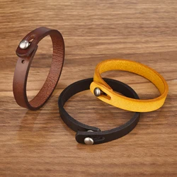 New Vintage Simple Leather Bracelet Adjustable Cowhide Alloy Buckle Bracelet Classic Hooks Wristband Men Women Jewelry Wholesale