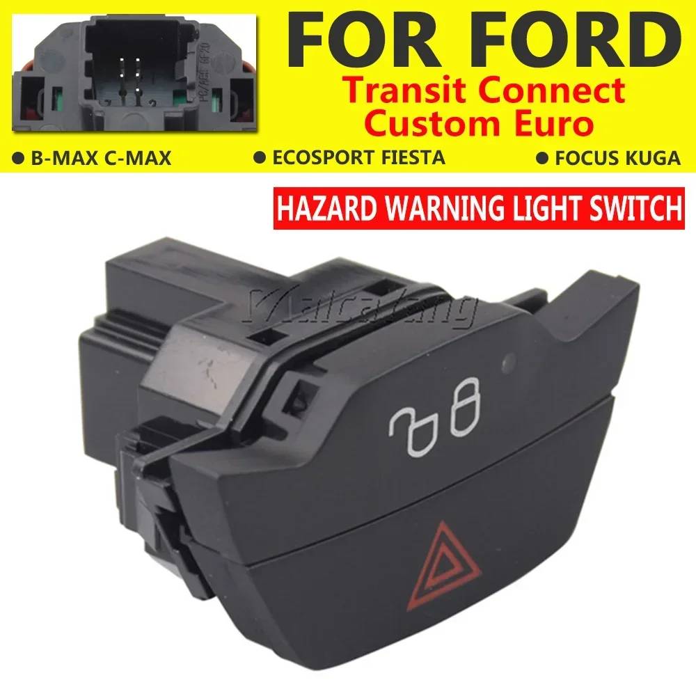 1519127   Alarmlichten Knop Lock Unlock Schakelaar Voor Ford B-MAX C-MAX Ecosport Fiesta Focus Kuga Transit 2008-2019