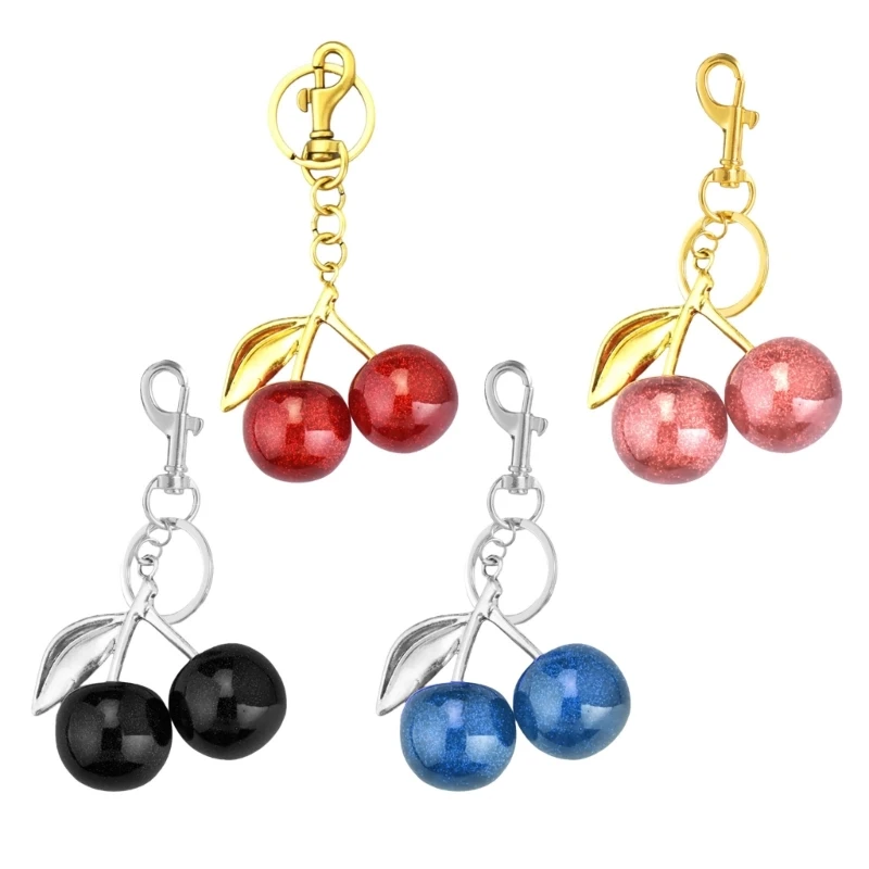 Elegant Cherry Bag Charm and Keychain Adorable Cherry Fashion Key Chain Stylish Keyrings Jewelry for Car Keys or Bags