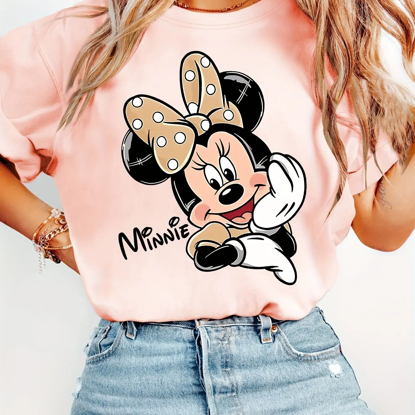 Disney Mickey Mouse Pattern T-Shirt Cotton Men's Women Streetwear Casual Trendy Oversized Loose Short Sleeve Unisex Event Outfit