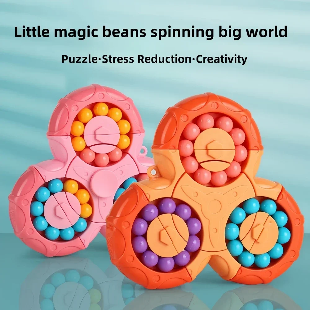 Magic Bean Toys Six-sided Rotation Finger Intelligence Gyro Antistress Fingertip Cube Learning Educational Magic Disk Kids Gifts