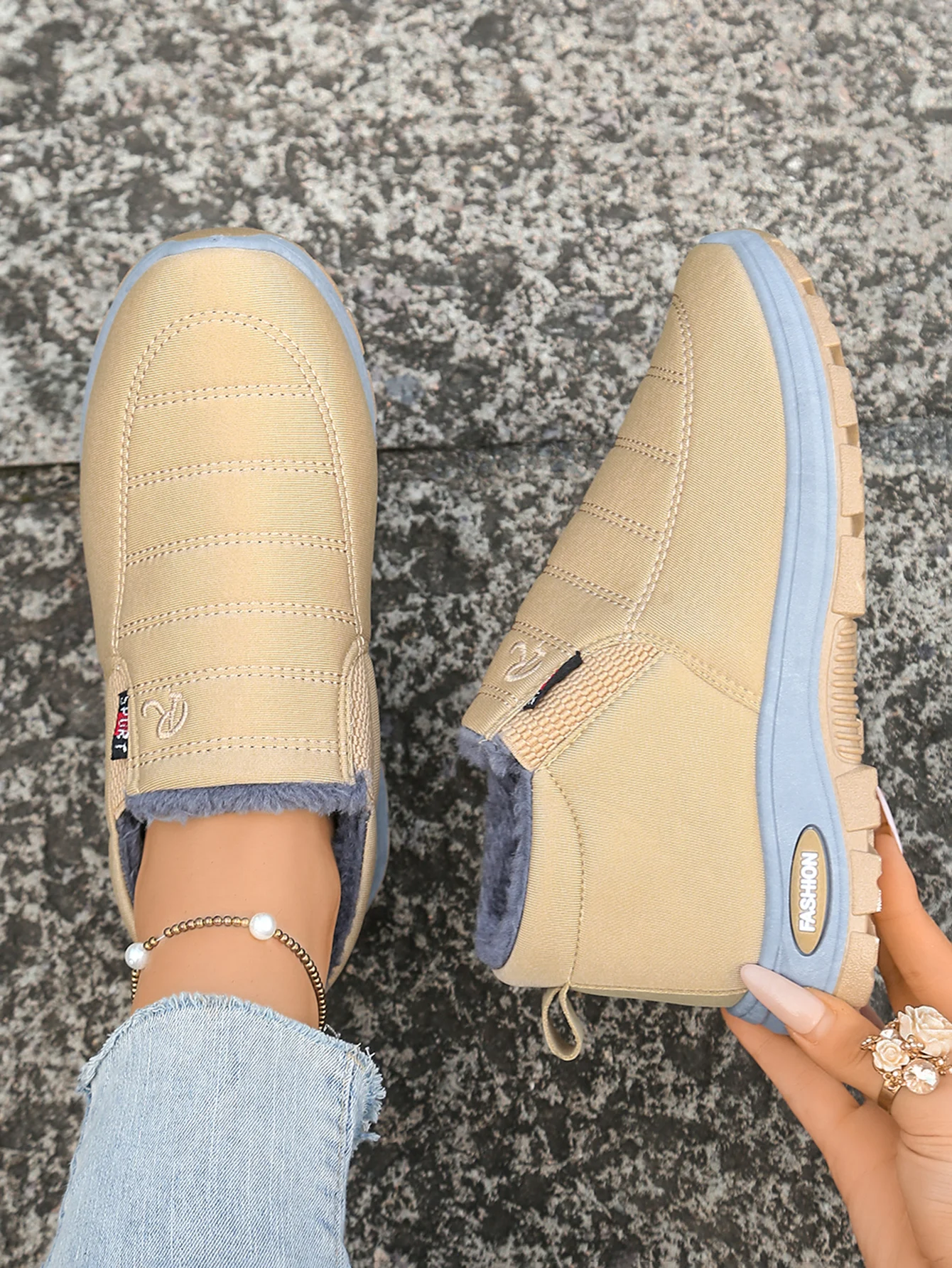 Paar-Schuhe, Freizeitschuhe für Damen und Herren, warm, mit Fleece gefüttert, verstärkt, rutschfest, leichte Schneestiefel mit kostenlosem Versand. – Detail 29