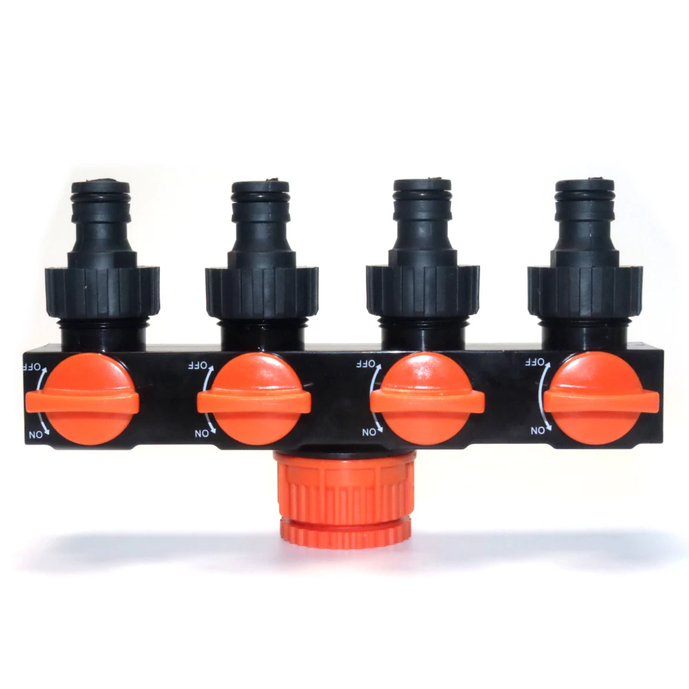 1Pc For Water Pipe 4 Way Hose Splitters Valve Splitter Hose Pipe Tap Connectors 3/4