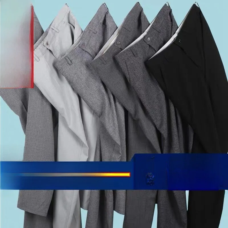 

Lightweight Linen Men's Suit Pants Faionable Dad Jeans Summer Thin Sle Casual Comfortable Long Trousers for Middle-Aged Men