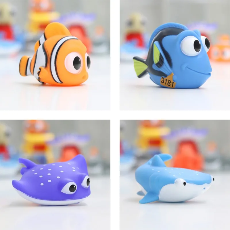 Brinquedos de banho do bebê encontrar nemo dory flutuador spray água espremer brinquedos de borracha macia banheiro jogar animais crianças banho palhaço brinquedo