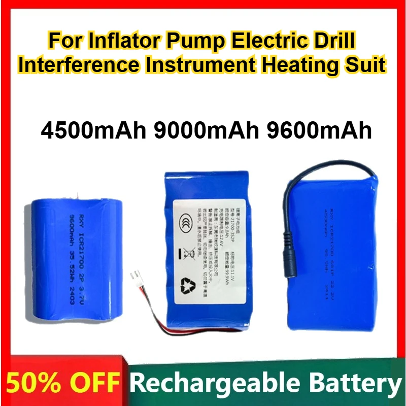 21700 Cylindrical Lithium Battery for Inflator Pump Electric Drill Interference Instrument Heating Suit Rechargeable Battery