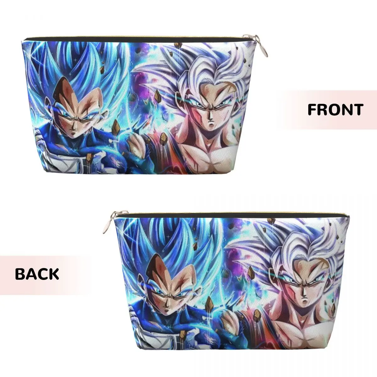 Leather Travel Toiletry and Makeup Bag Vegeta And Goku Power Up Durable, Water-Resistant Organizer for Men and Women on the Go