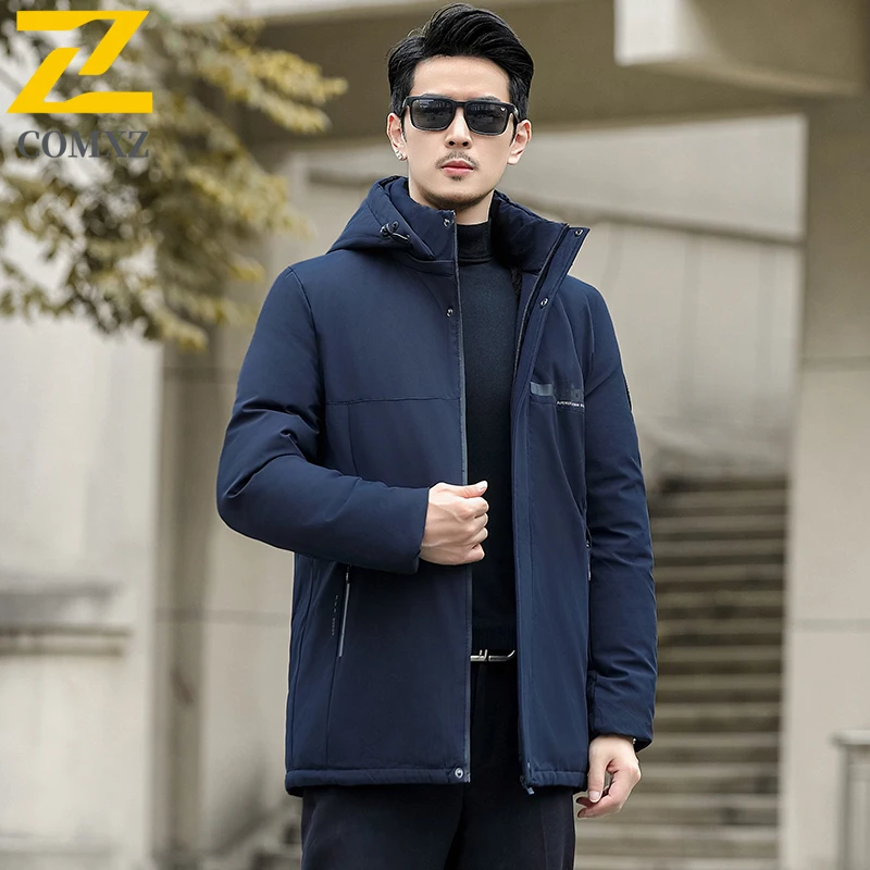 معطف رجالي من القطن لخريف وشتاء 2025 مخملي سميك مقاوم للرياح سترة دافئة بقلنسوة ملابس خارجية غير رسمية متعددة الاستخدامات لرجال الأعمال #4