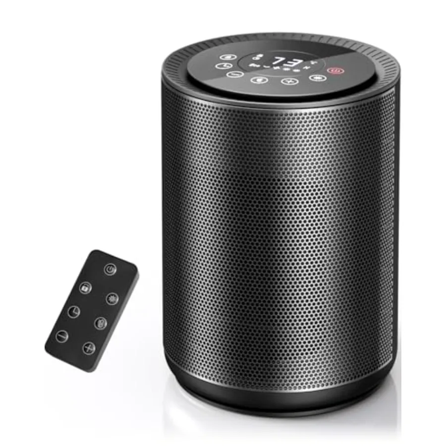 

Space Heater for Indoor Use Portable Electric Heater with Remote Thermostat Child Lock Digital Display 24H Timer 4 Modes 1500W