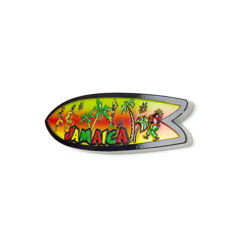 Jamaican Cultural 3D Painted Surfboard Design Magnetic Refrigerator Sticker Creative Travel Souvenir