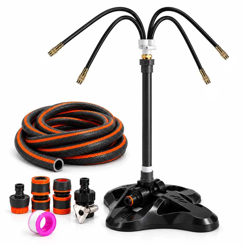 4-Way Misting Sprayer Kit 50cm 360° Free-Bend Nozzle for Courtyard Restaurant Cooling Garden Irrigation Lawn Watering Sprinkler