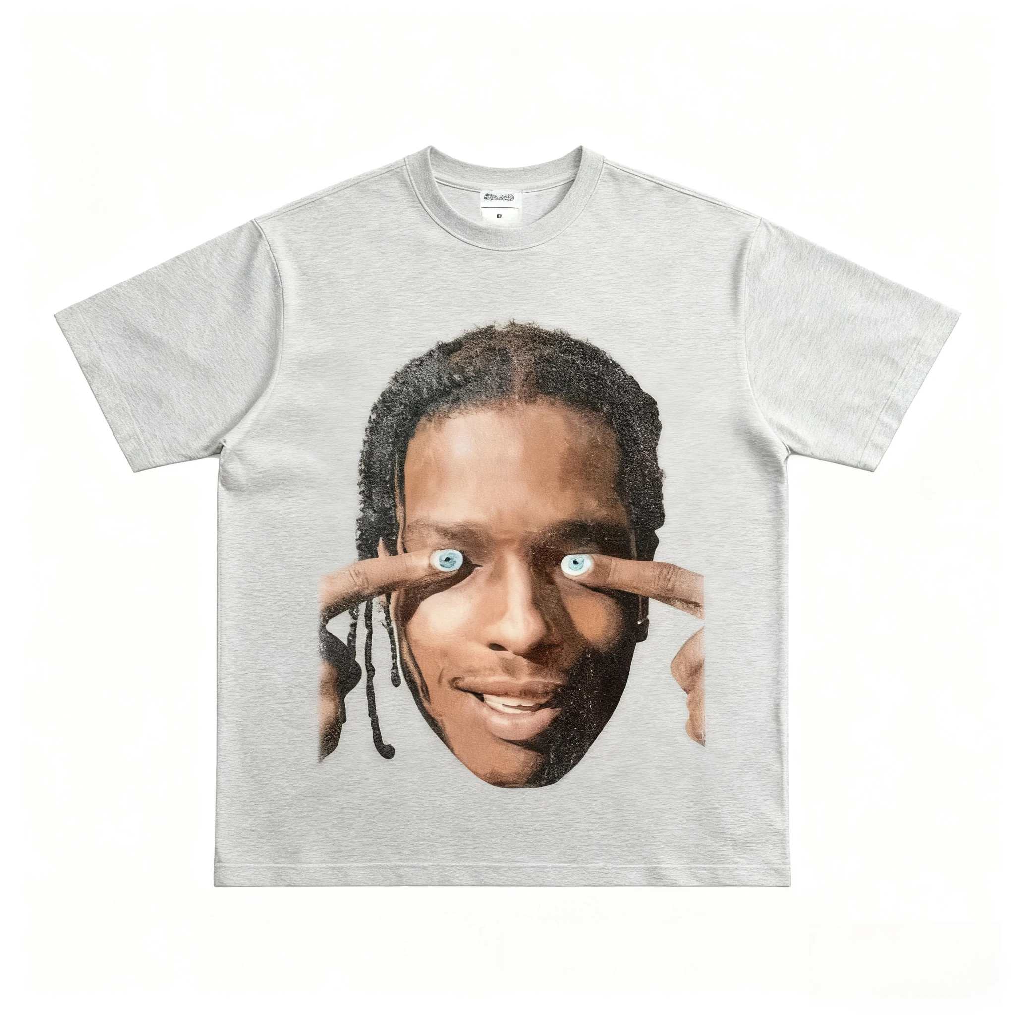 ASAP روكي الهيب هوب مغني الراب الثقيلة الراب Y2k للجنسين تيز الرجال النساء ملابس قصيرة الأكمام الجولة الرقبة الطباعة الصيف الترفيه تي شيرت