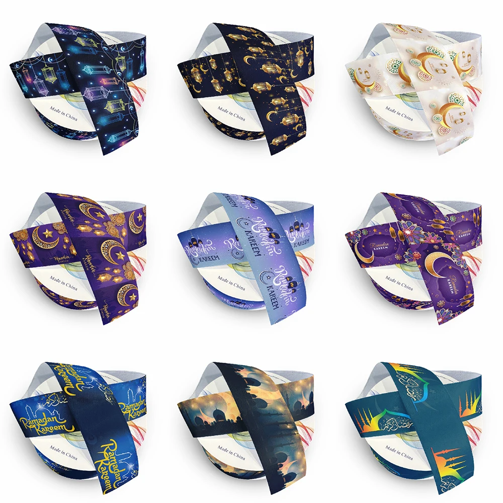 Mubarak Ribbon Custom Printing, Gift Wrapping, DIY Handmade, 10Yards/Lot