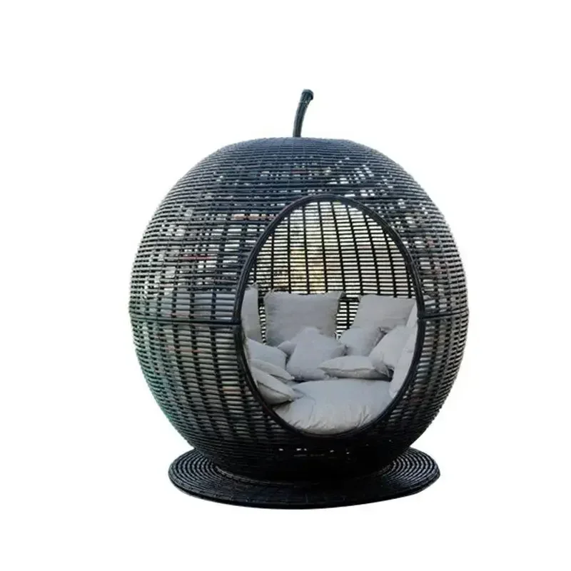 Beach Swimming Pool Bird's Nest Sofa Bed Casual Rattan With Upholstered Rattan Bed Patio Casual Rattan Bed Garden Furniture