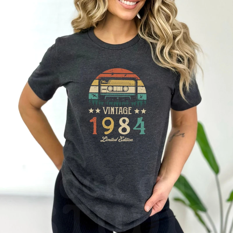 1984 41th 41 Years Old Birthday Gift Limited Edition Women T Shirt Mother Gifts Cotton Color Black T-shirt Vintage Sunset Tshirt