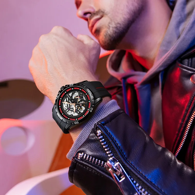 Mark Fairwhale Trendy Fashion Watch Men's Hollow Mechanical Watch Cool Waterproof Night Light Watch