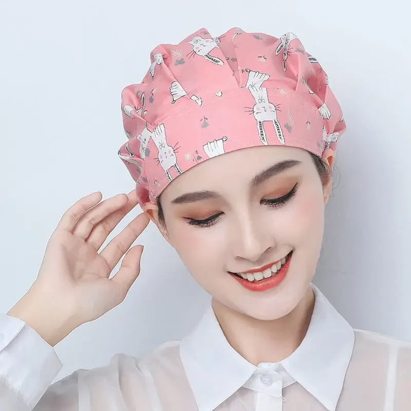 Casquettes de cuisine anti-poussière pour femmes, chapeaux imprimés d'animaux pour cheveux longs, casquettes de toilettage pour animaux de compagnie, gommages pour femmes, Spa, Salon de beauté, chapeau de travail