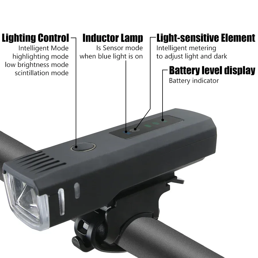 1200MAh Rechargeable Bike Light Set Headlight & Rear Taillight, Waterproof Cycling Lights for Night Riding Mountain/Road Bikes