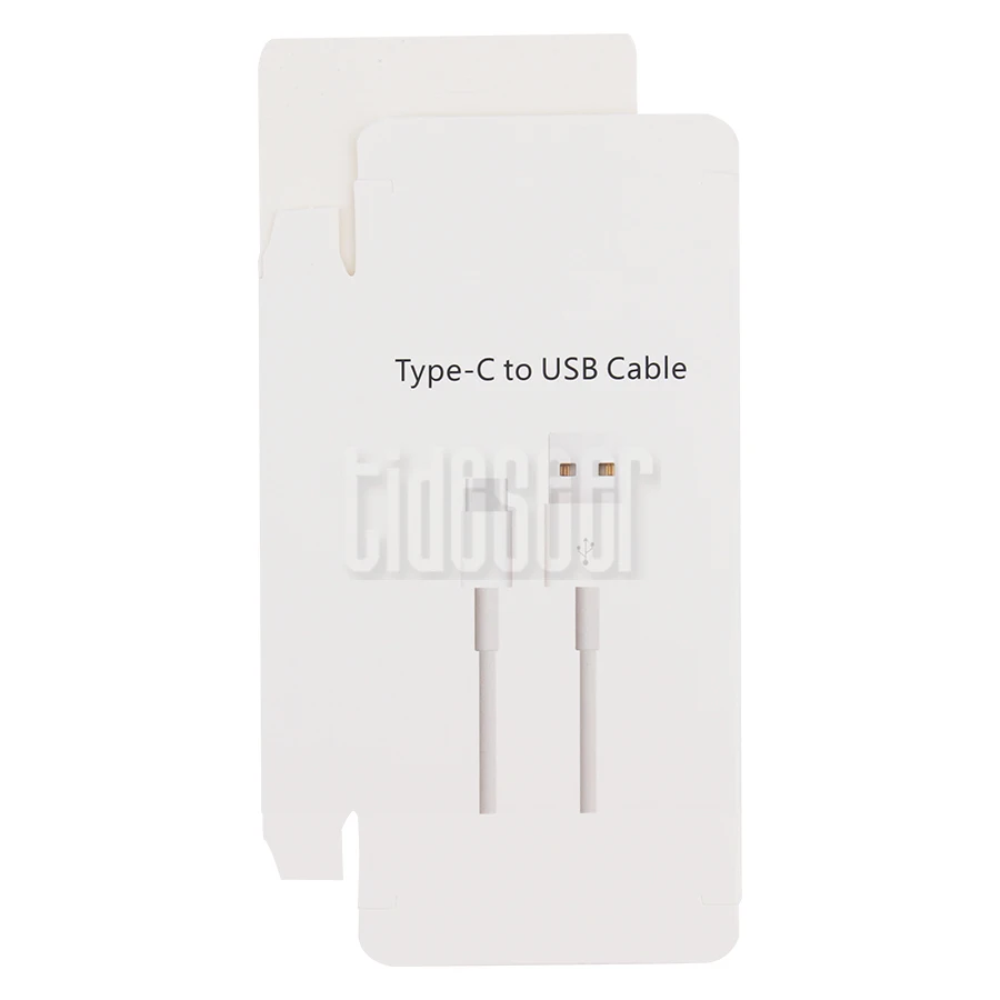 White Empty Paper Retail Package Box with Hang Hole For Micro USB Type C 8Pin Charging Cable for Type-c to Type-C/8Pin Data Cord