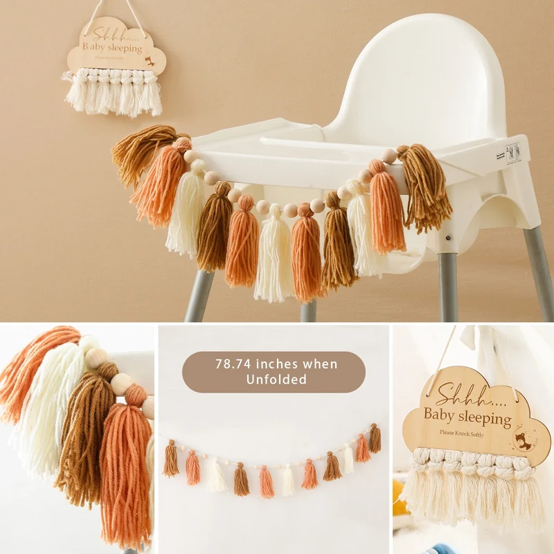 Kids Room Decoration Boho Tassel Nursery Tent Hanging Pendant Baby Newborn Photo Accessories Photography Props Newborn Gift