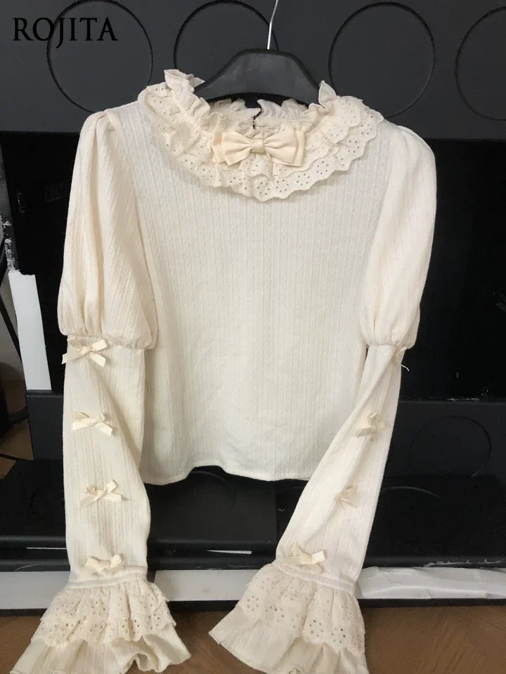 

Верхняя одежда в стиле Лолиты, бархатная футболка с кукольным воротником и длинными рукавами, базовая рубашка для женщин, осенне-зимний милый милый мягкий топ для девочек