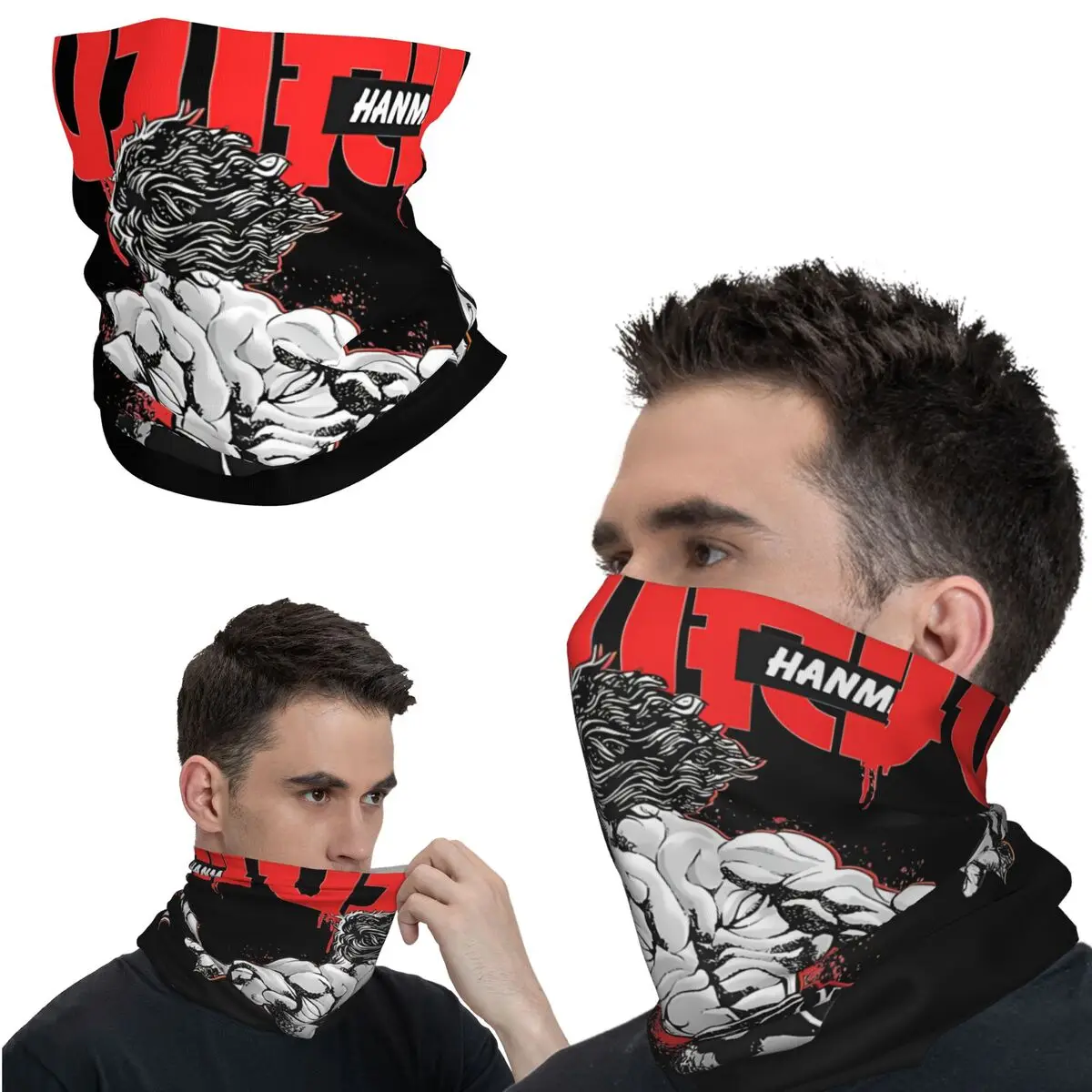 Nimble Bandana Neck Cover Printed Motor Motocross Baki Hanma Face Scarf Balaclava Riding Unisex Adult Winter