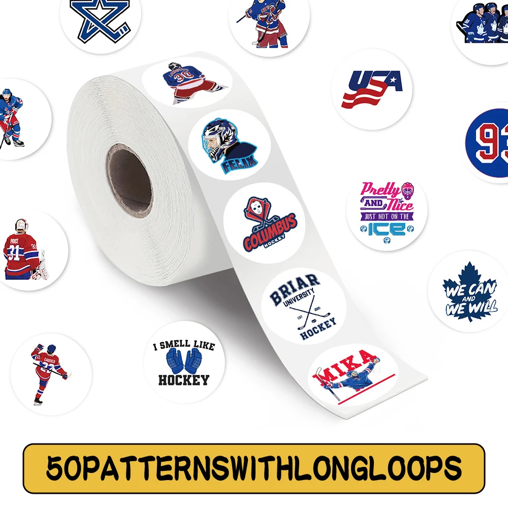 50 Sheets/Roll Ice Hockey Stickers Field Hockey Sticker Random Style For Hockey Water Bottle Equipment Package Golf Club Sticker