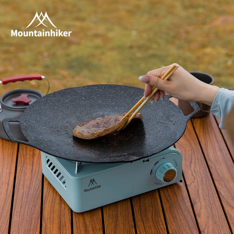 

MOUNTAINHIKER Round Grill Pan BBQ Pan Pork Belly Non-stick Cooker Korean Maifan Stone Induction Cooker Gas BBQ Tray Roast Plate